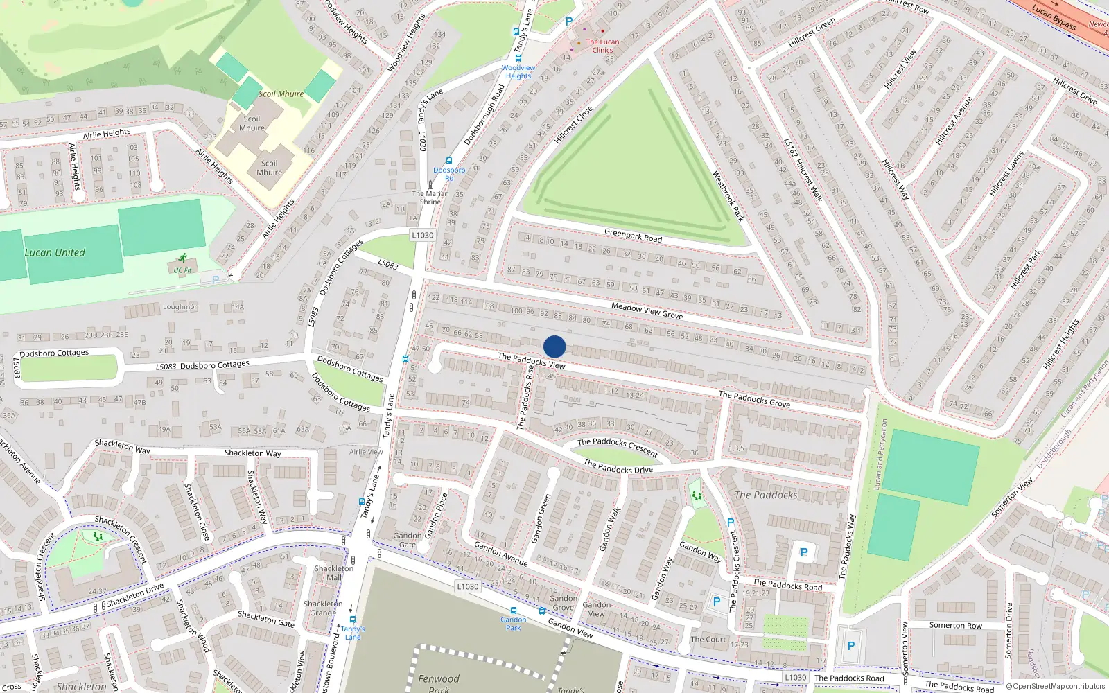 Overhead map showing the location of 38 The Paddocks View, Lucan