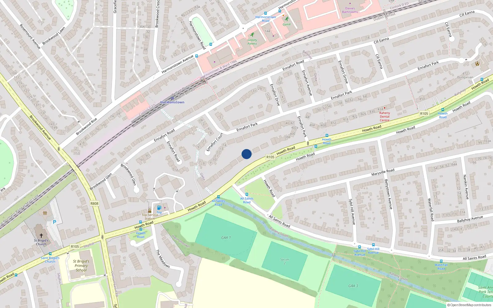 Overhead map showing the location of 380 Howth Road, Dublin 5