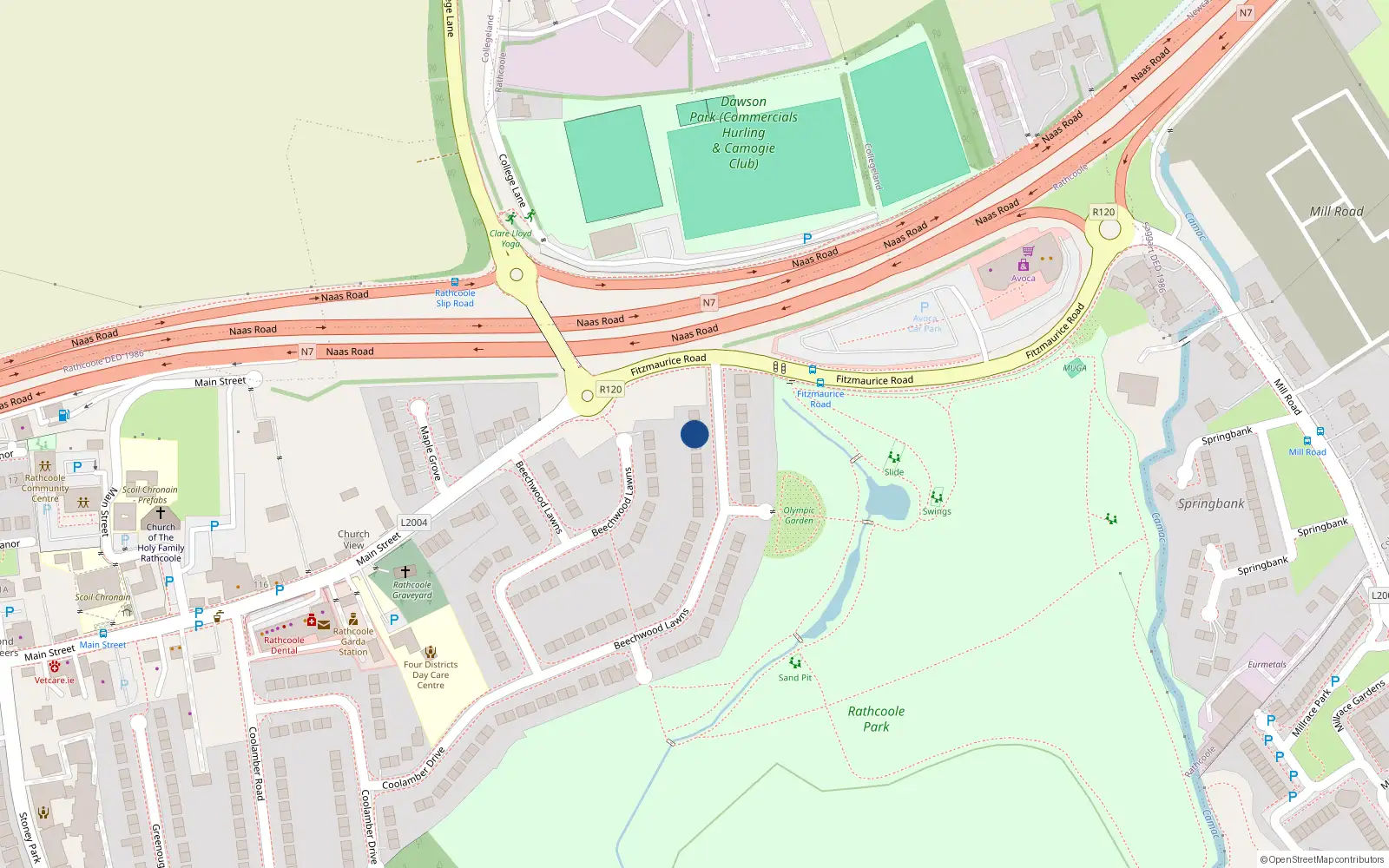 Overhead map showing the location of 39 Beechwood Lawns, Rathcoole