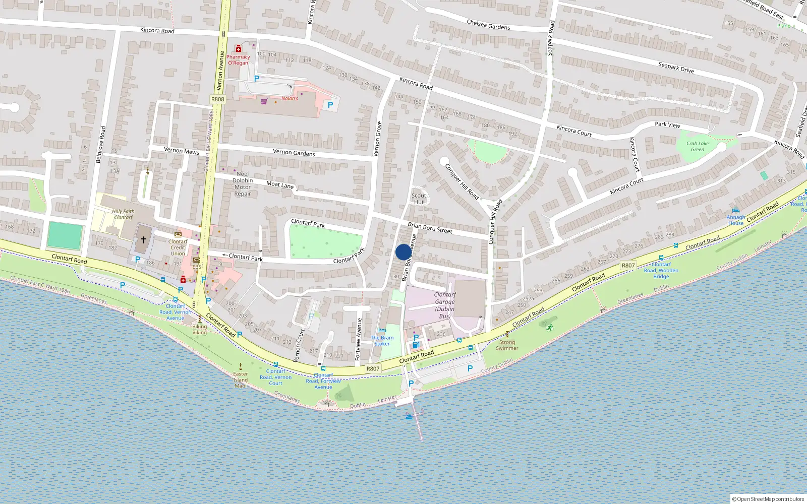 Overhead map showing the location of 39 Brian Boru Avenue, Dublin 3