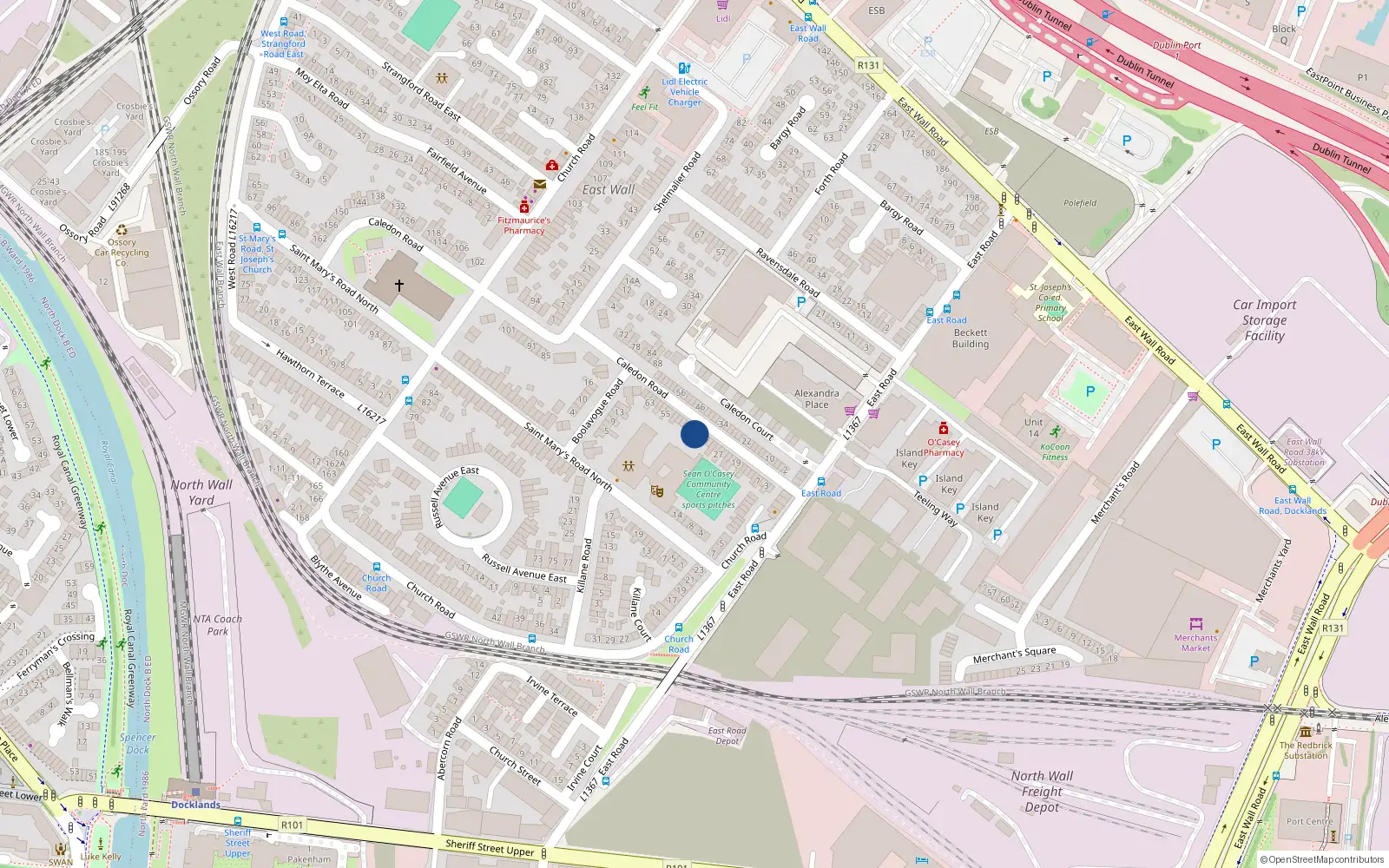 Overhead map showing the location of 39 Caledon Road, Dublin 3