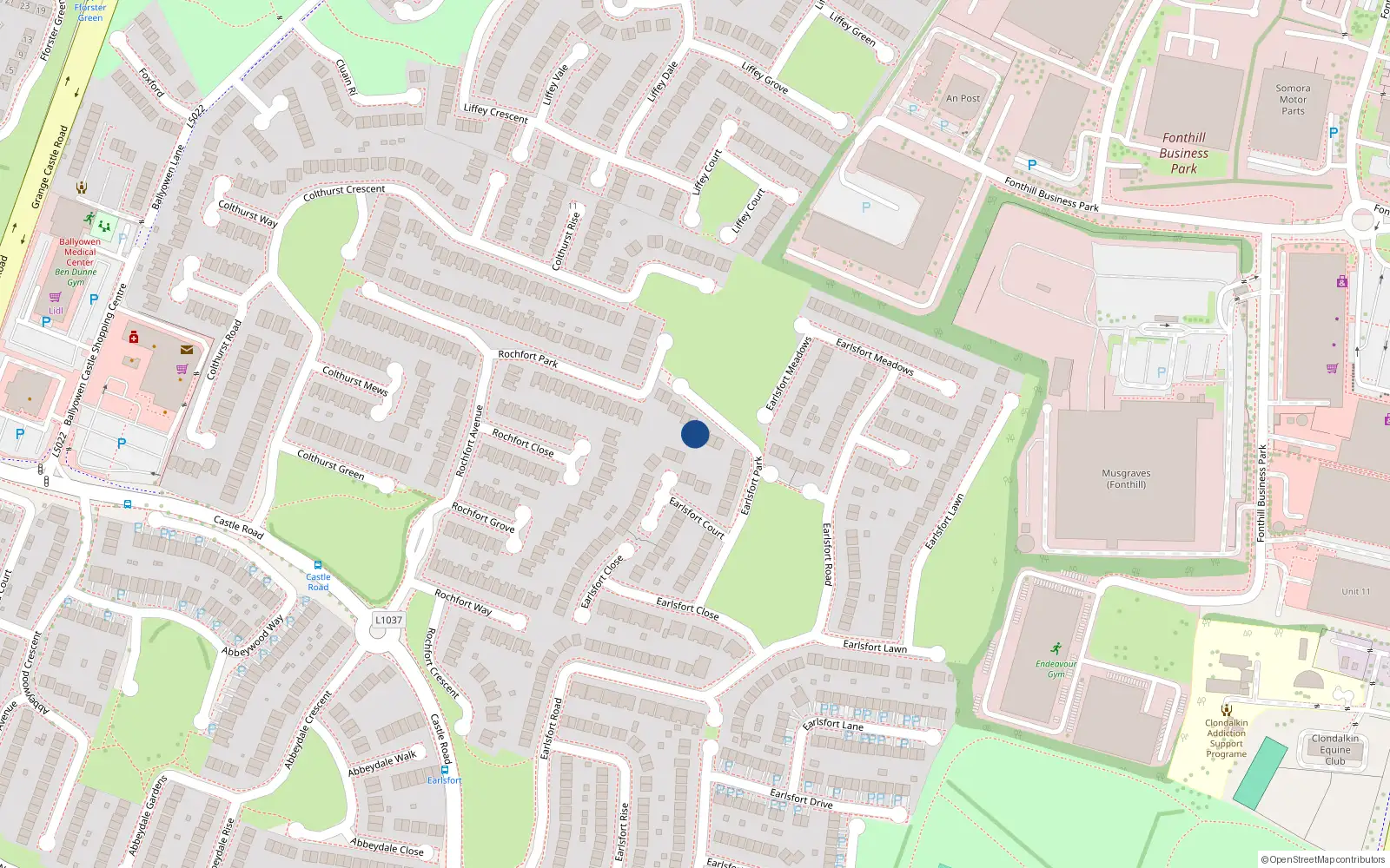 Overhead map showing the location of 39 Earlsfort Park, Lucan
