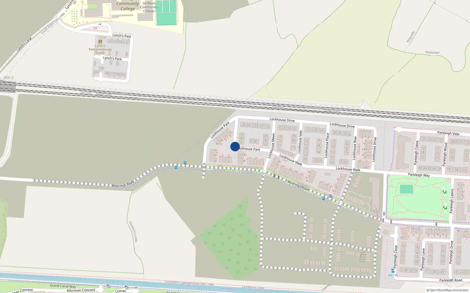 Overhead map showing the location of 39 Lockhouse Park, Clonburris Little