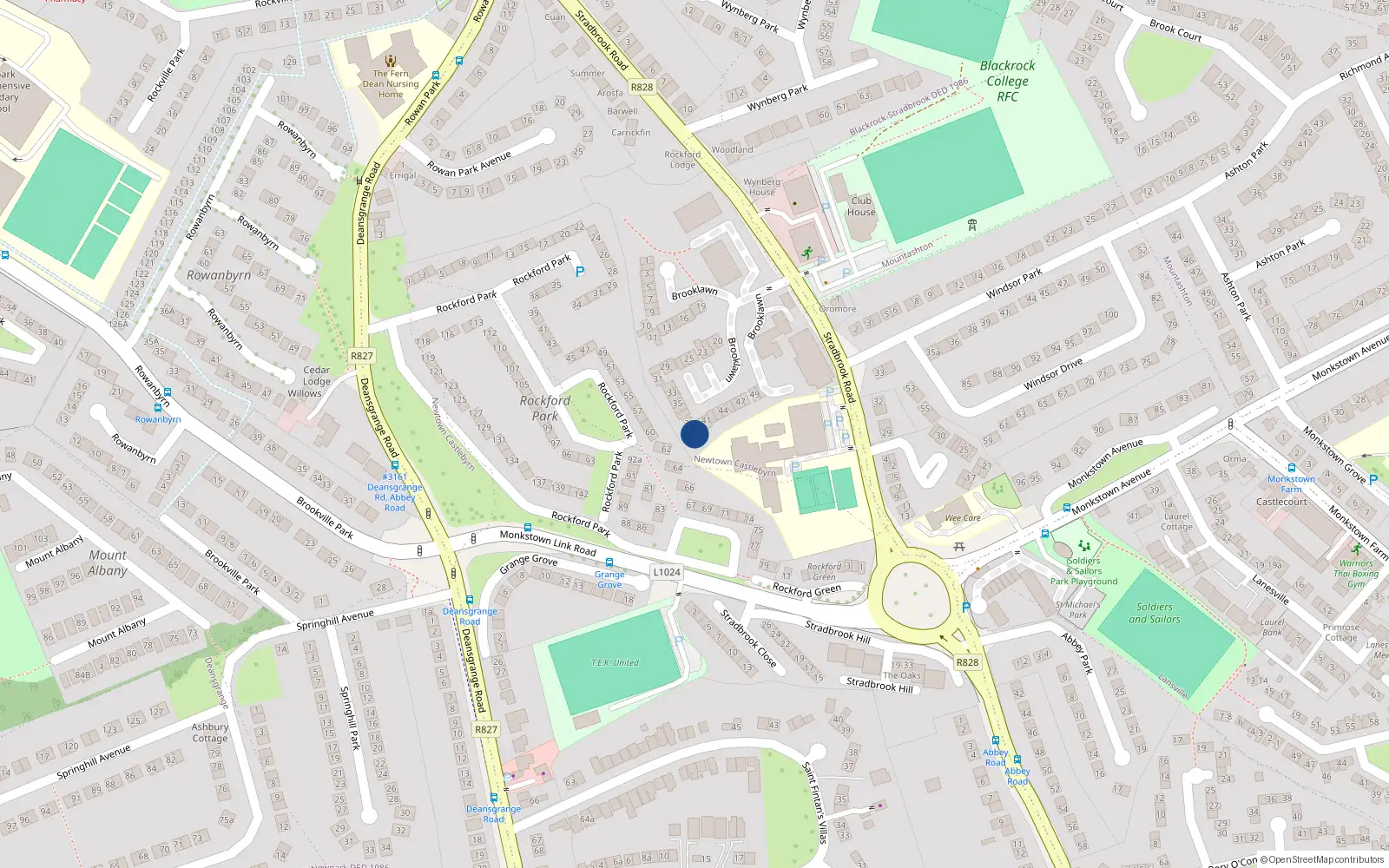 Overhead map showing the location of 39 Rockford Manor, Stradbrook Road, Blackrock