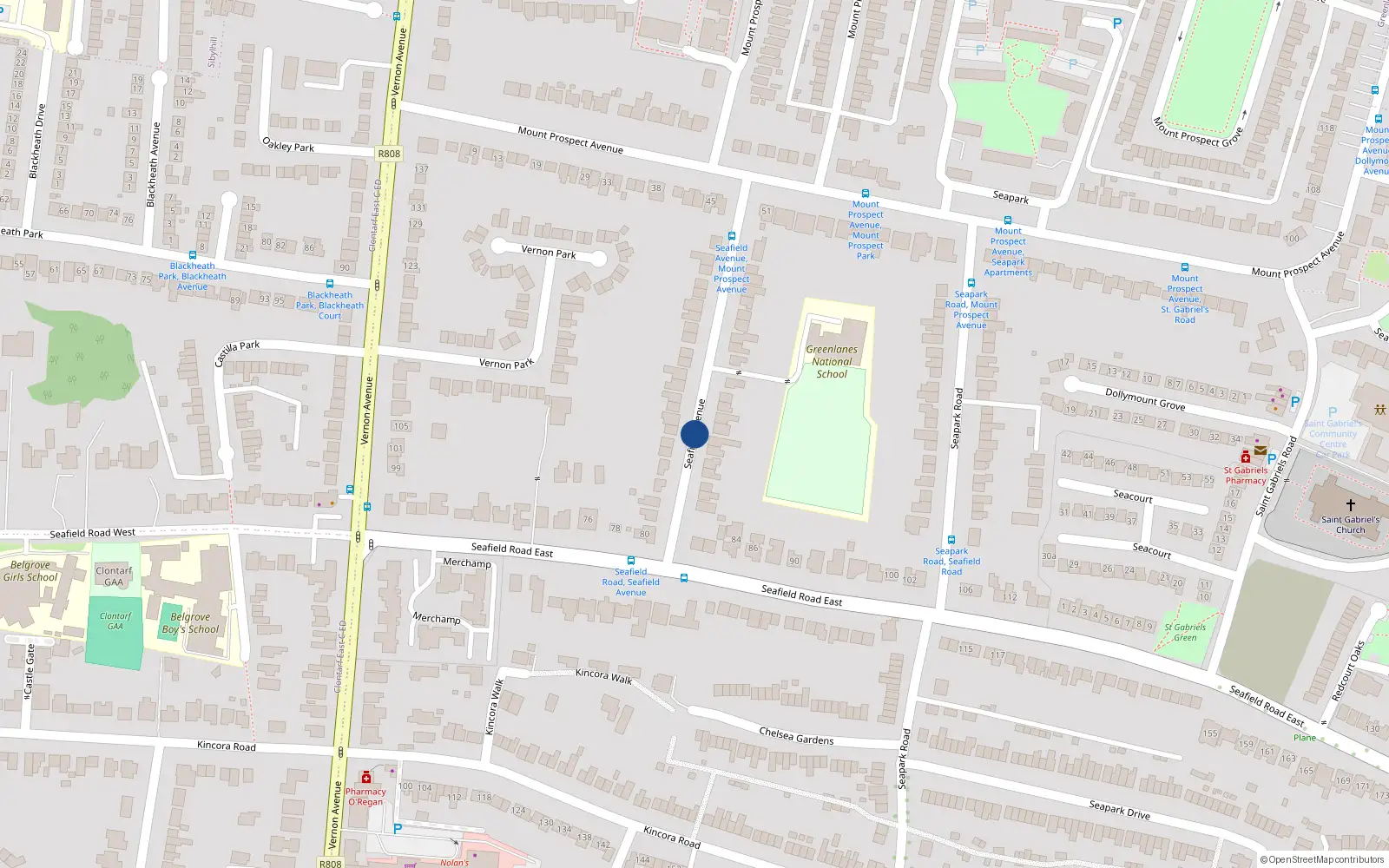 Overhead map showing the location of 39 Seafield Avenue, Dublin 3