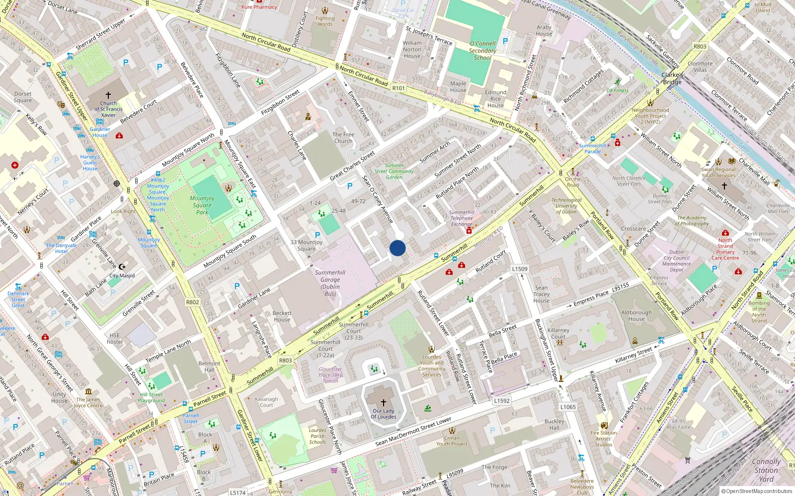 Overhead map showing the location of 39 Sean O'Casey Ave., Dublin 1