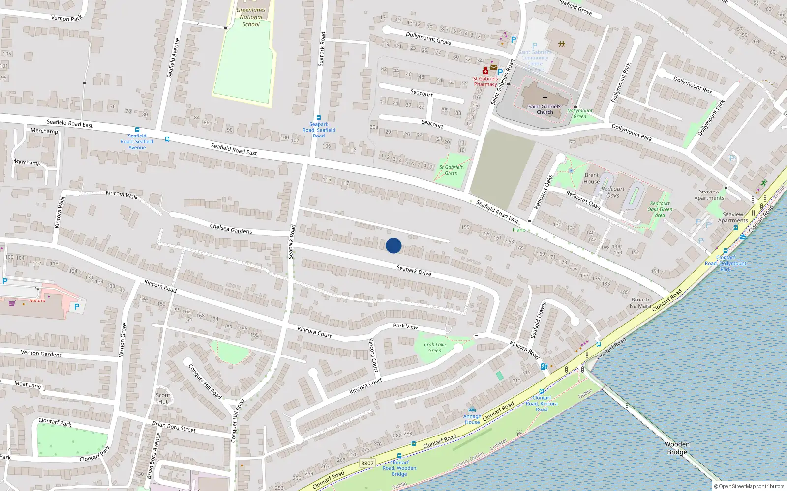 Overhead map showing the location of 39 Seapark Drive, Dublin 3