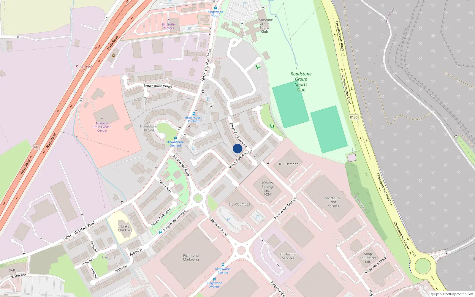 Overhead map showing the location of 39 Silken Park Avenue, Dublin 22