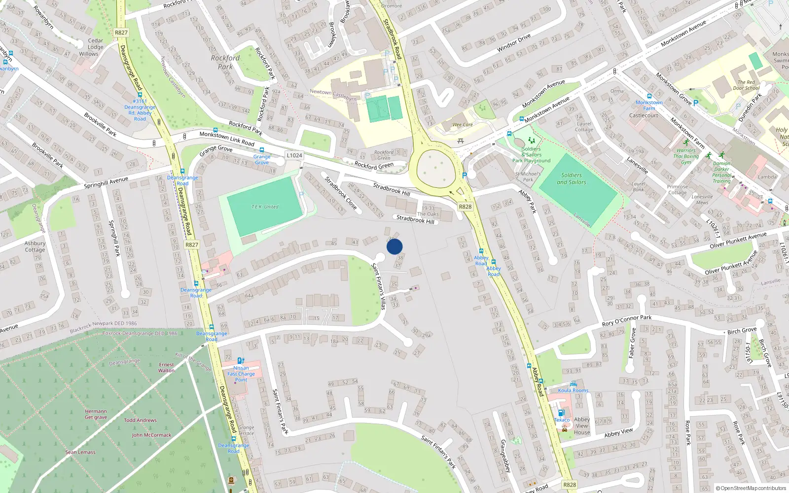 Overhead map showing the location of 39 St Fintans Villas, Deansgrange, Dublin