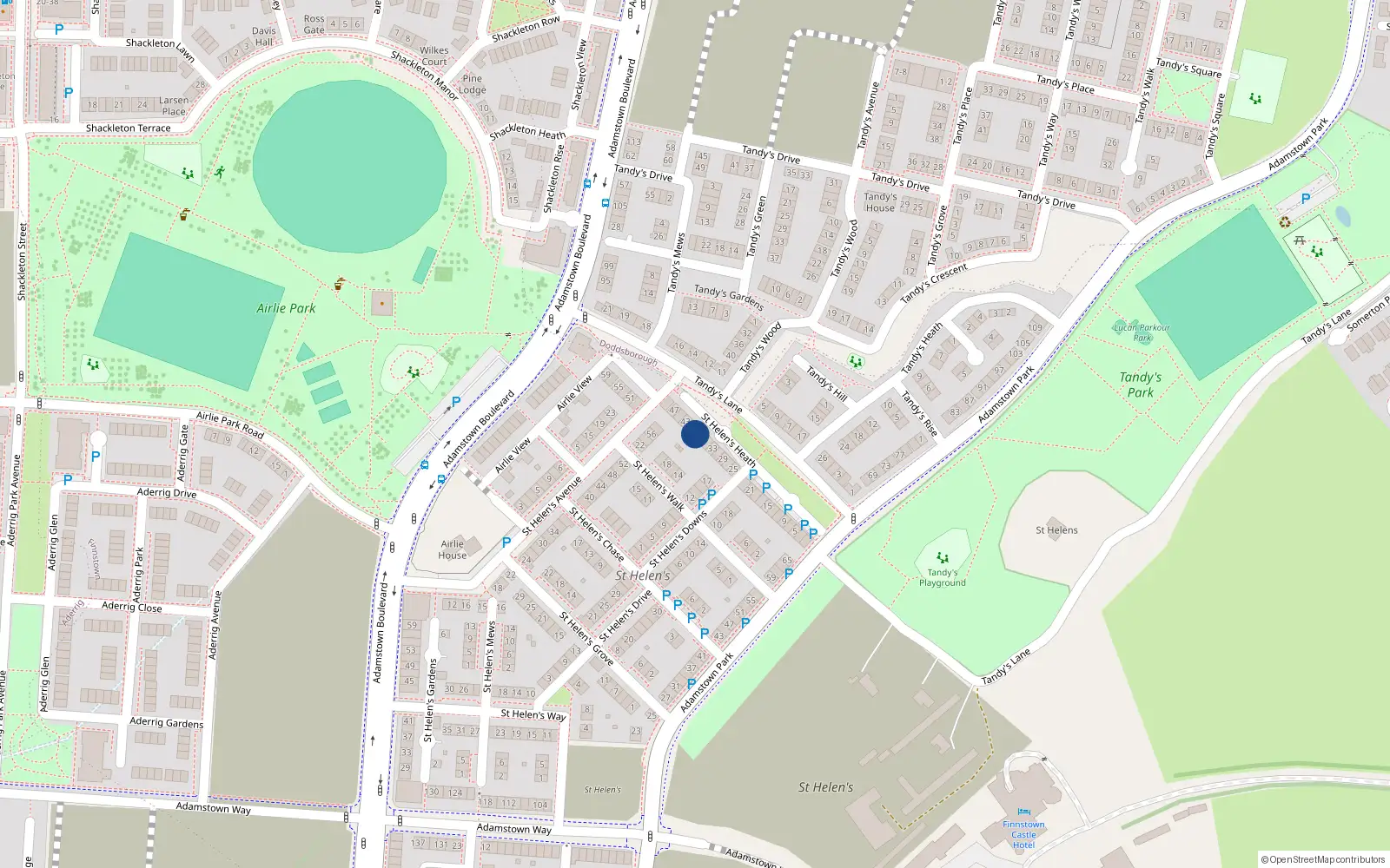 Overhead map showing the location of 39 Saint Helen's Heath, Lucan