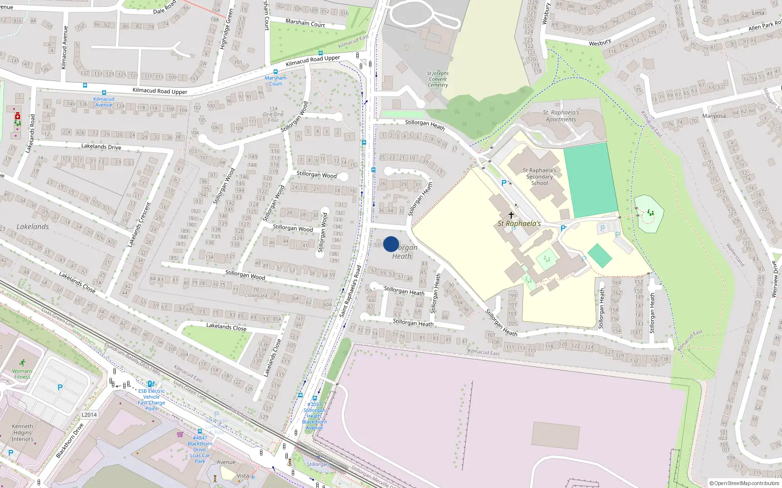 Overhead map showing the location of 39 Stillorgan Heath, Blackrock