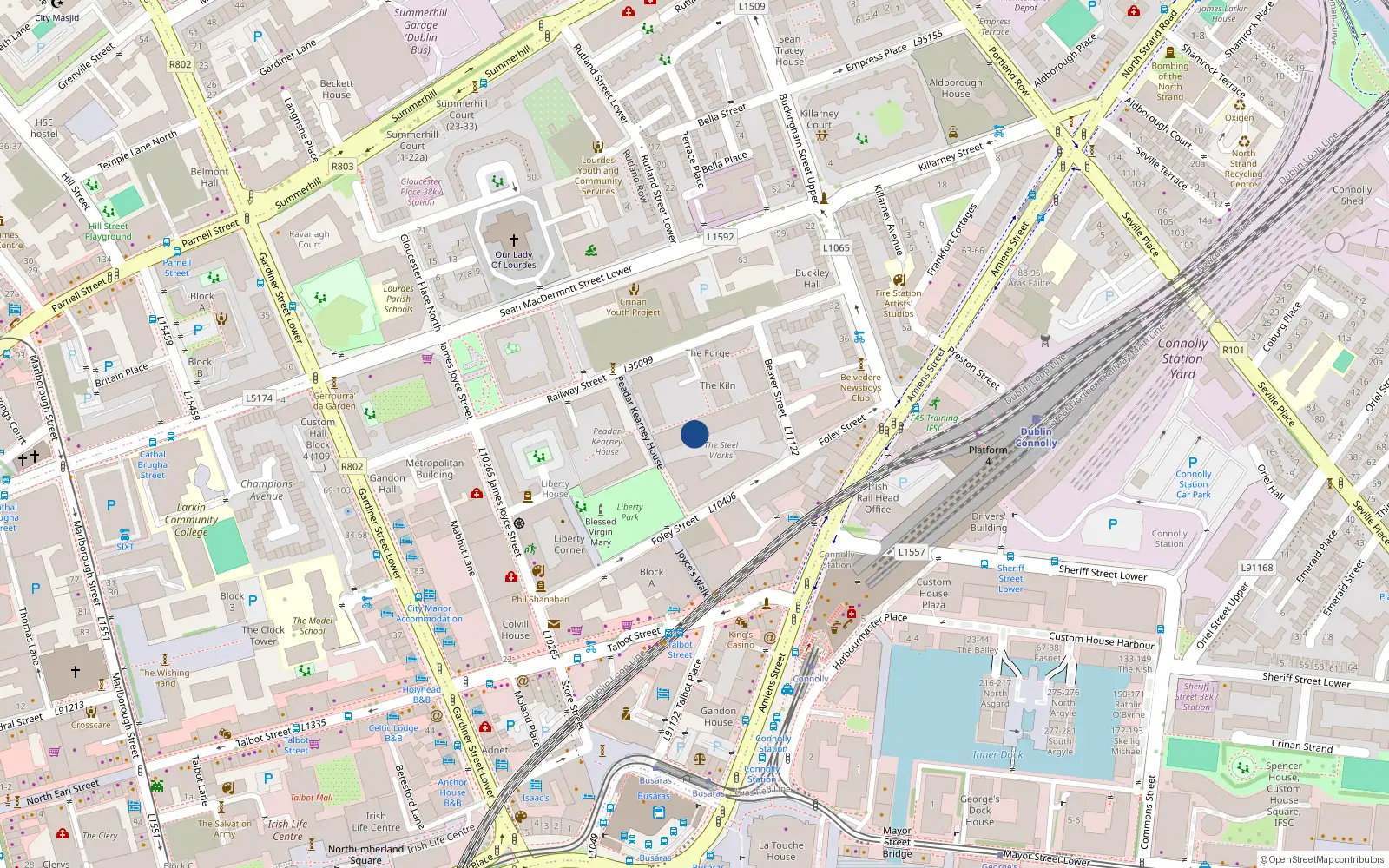 Overhead map showing the location of 39 the Mill House, The Steelworks, Dublin 1