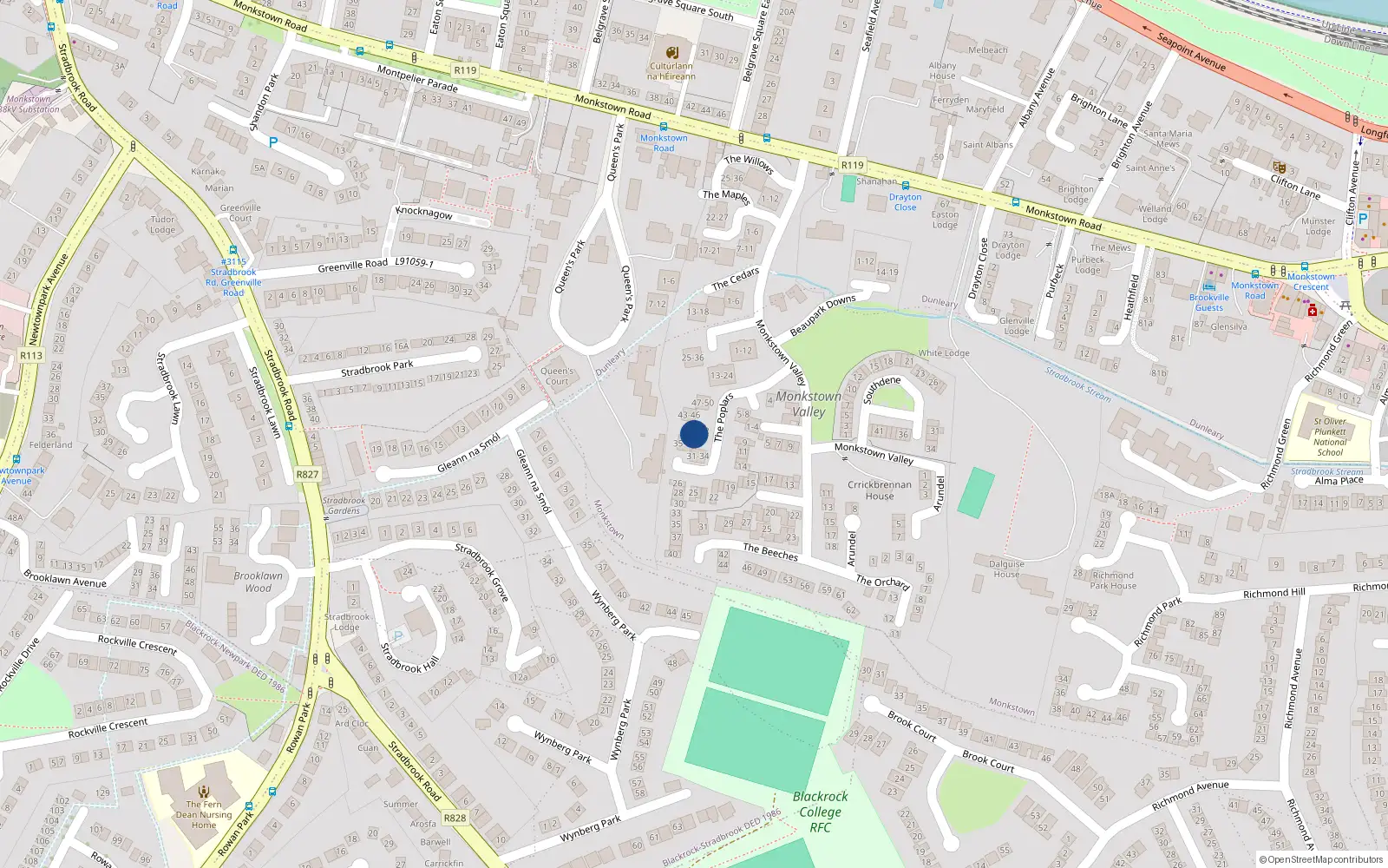 Overhead map showing the location of 39 the Poplars, Monkstown Valley, Monkstown