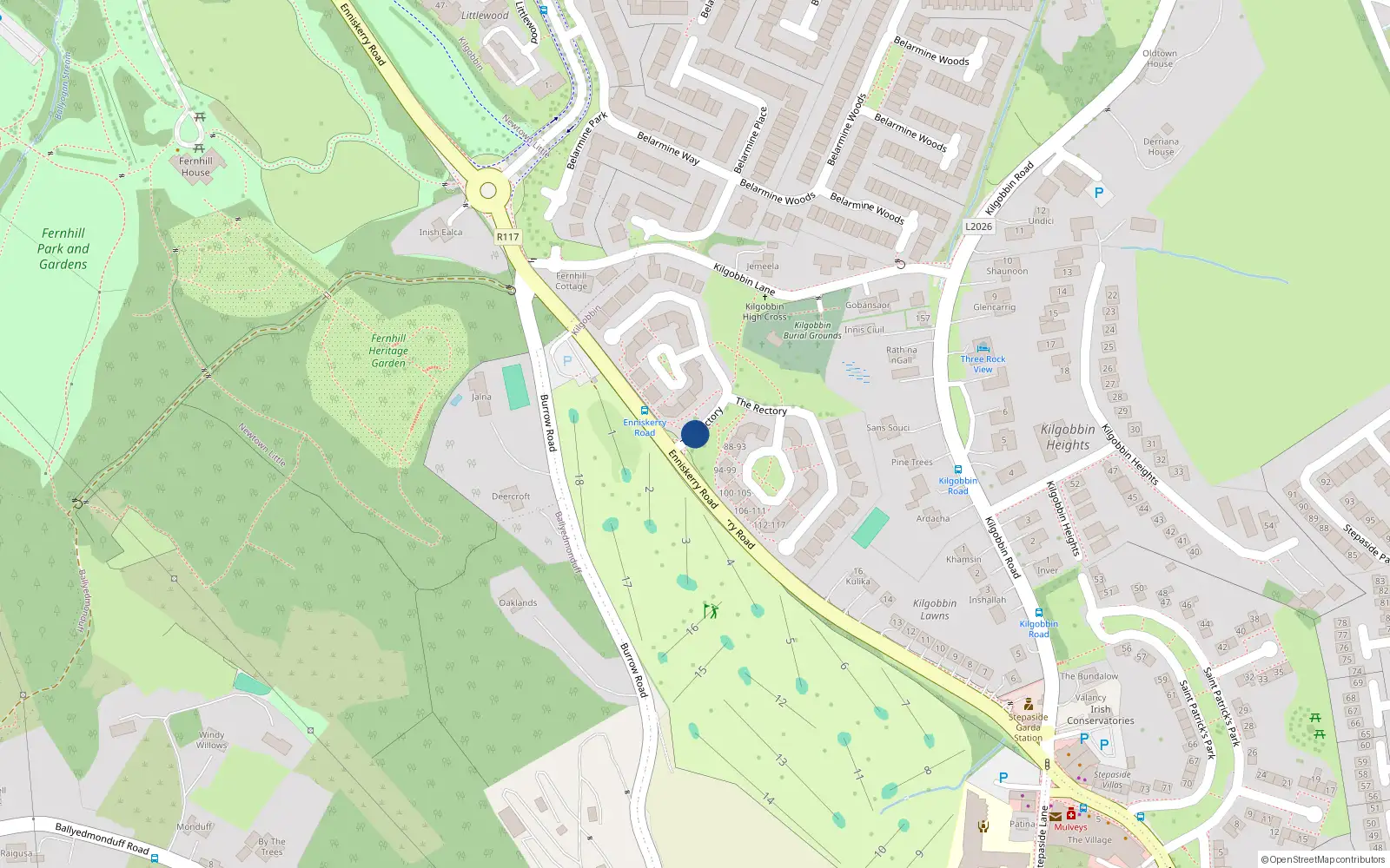 Overhead map showing the location of 39 The Rectory, Stepaside
