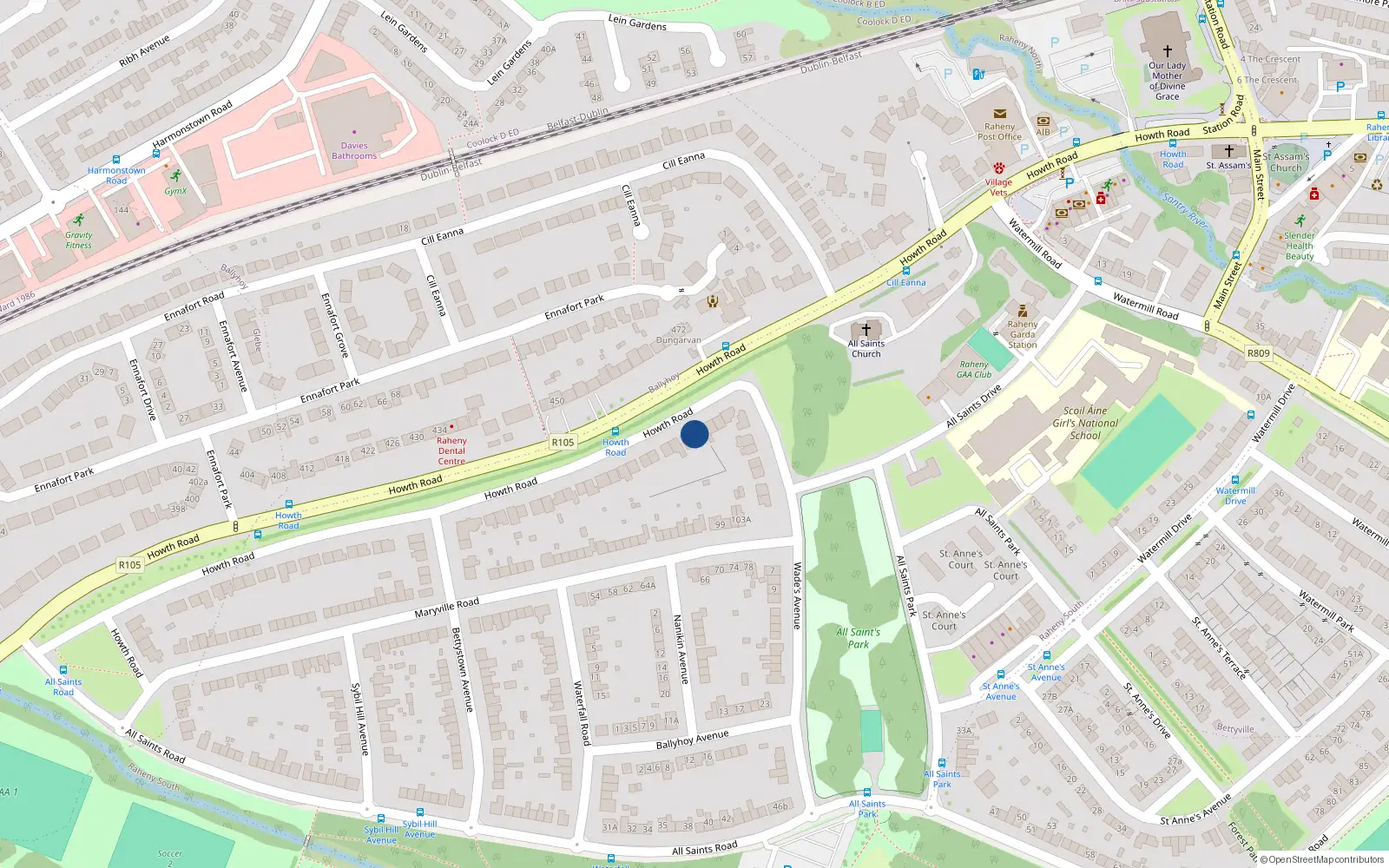 Overhead map showing the location of 391 Howth Road, Dublin 5