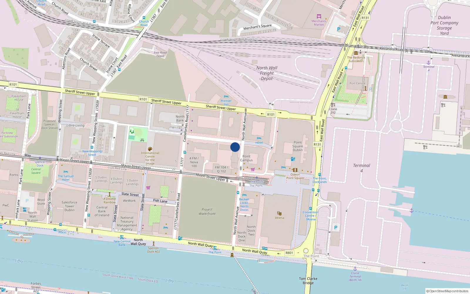 Overhead map showing the location of 393 Castleforbes Square, Dublin 1, Dublin