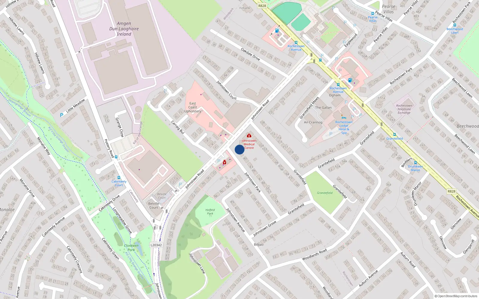 Overhead map showing the location of 39A Johnstown Park, Dublin