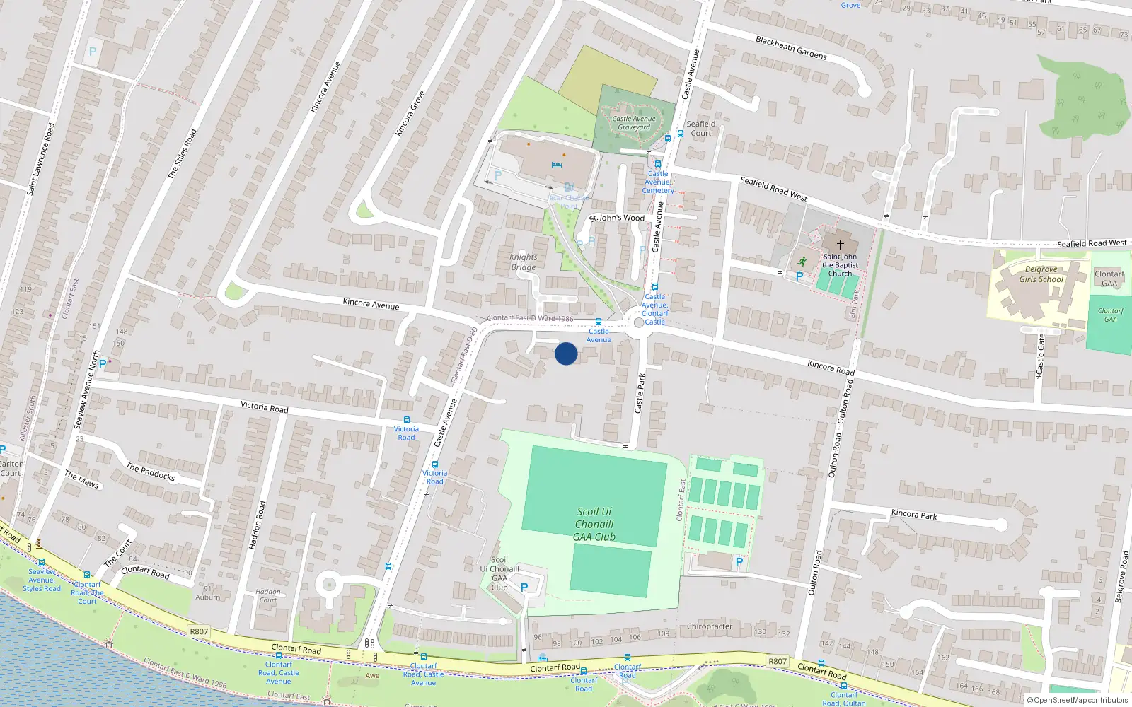 Overhead map showing the location of 39C Castle Avenue, Dublin 3