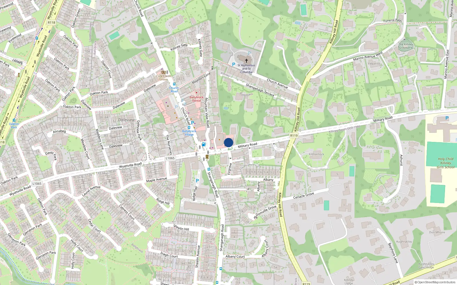 Overhead map showing the location of 5 Military Road, Dublin