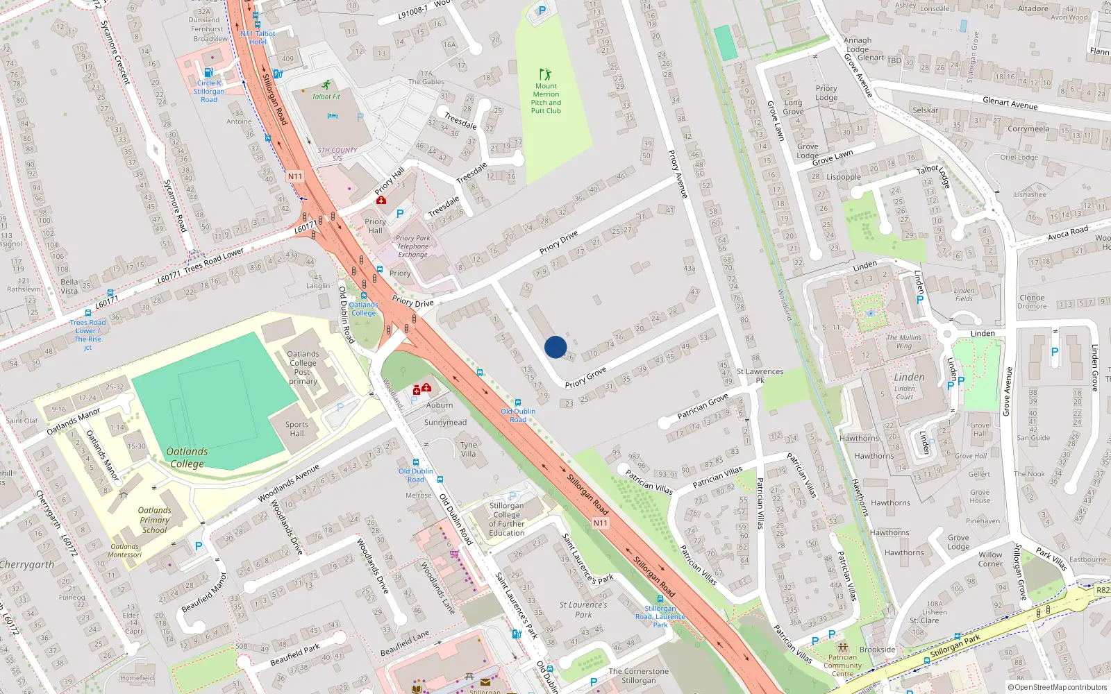 Overhead map showing the location of 4A Priory Grove, Co Dublin