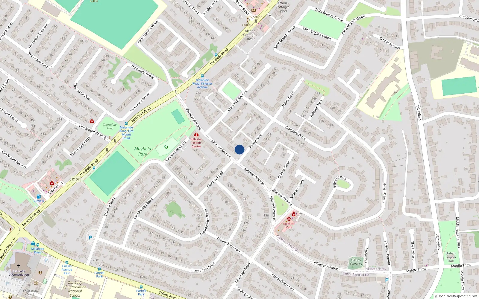 Overhead map showing the location of 4 Abbey Park, Dublin 5