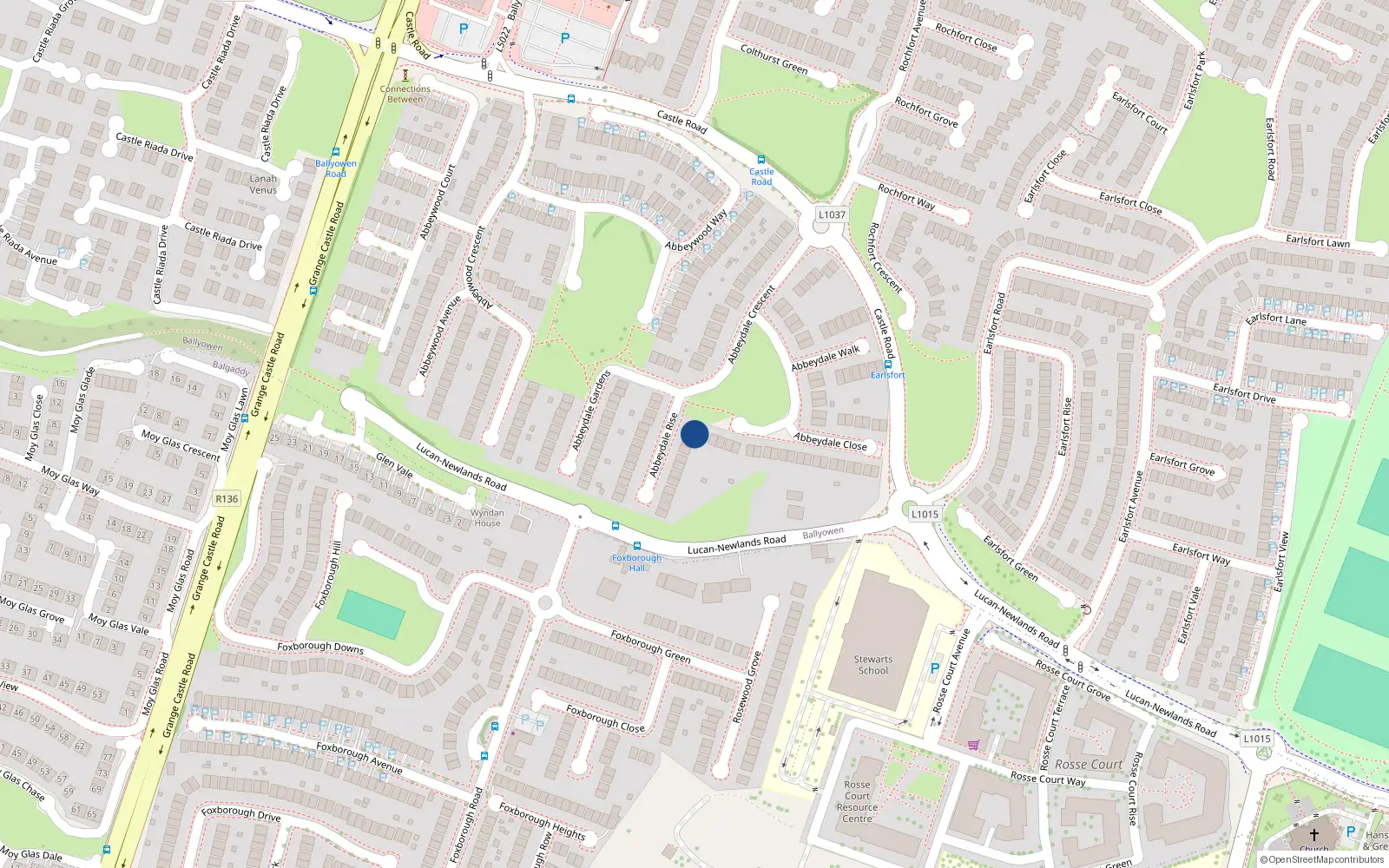 Overhead map showing the location of 4 Abbeydale Rise, Lucan