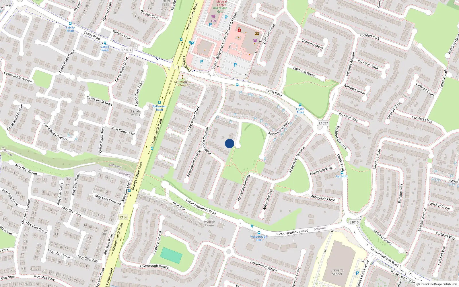 Overhead map showing the location of 4 Abbeywood Close, Lucan, Dublin