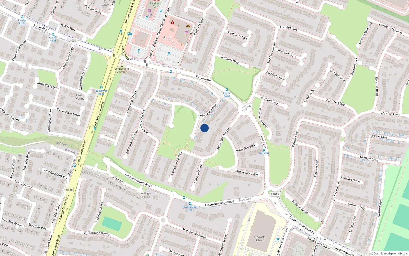 Overhead map showing the location of 4 Abbeywood Park, Lucan