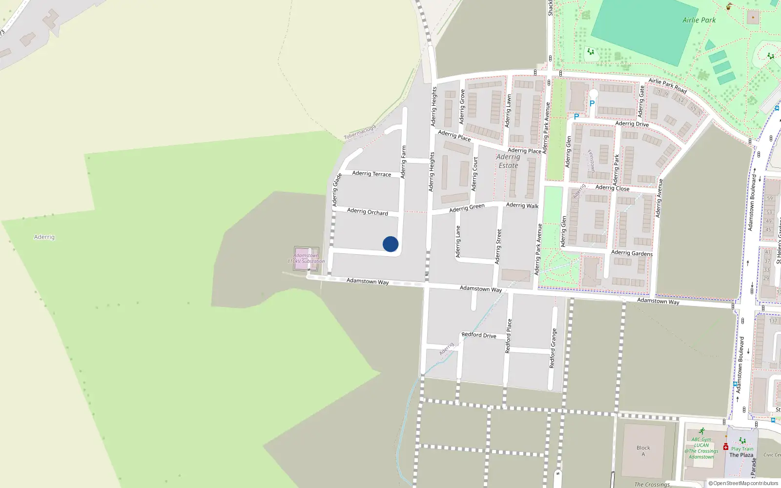 Overhead map showing the location of 4 Aderrig Farm, Lucan