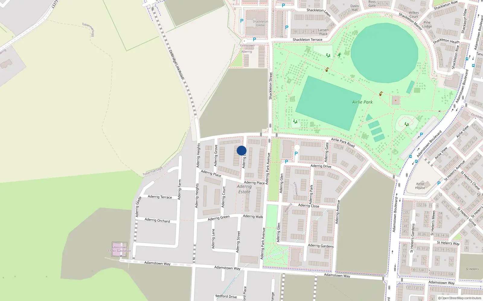 Overhead map showing the location of 4 Aderrig Lawn, Lucan