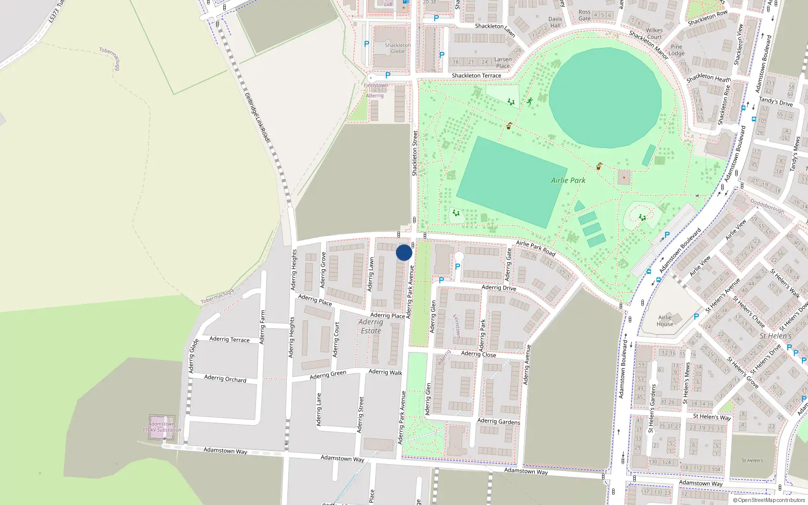 Overhead map showing the location of 4 Aderrig Park Avenue, Lucan