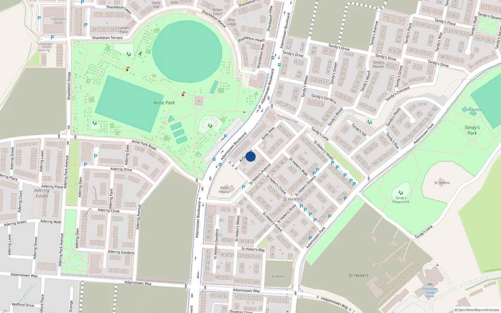 Overhead map showing the location of 4 Airlie View, Lucan