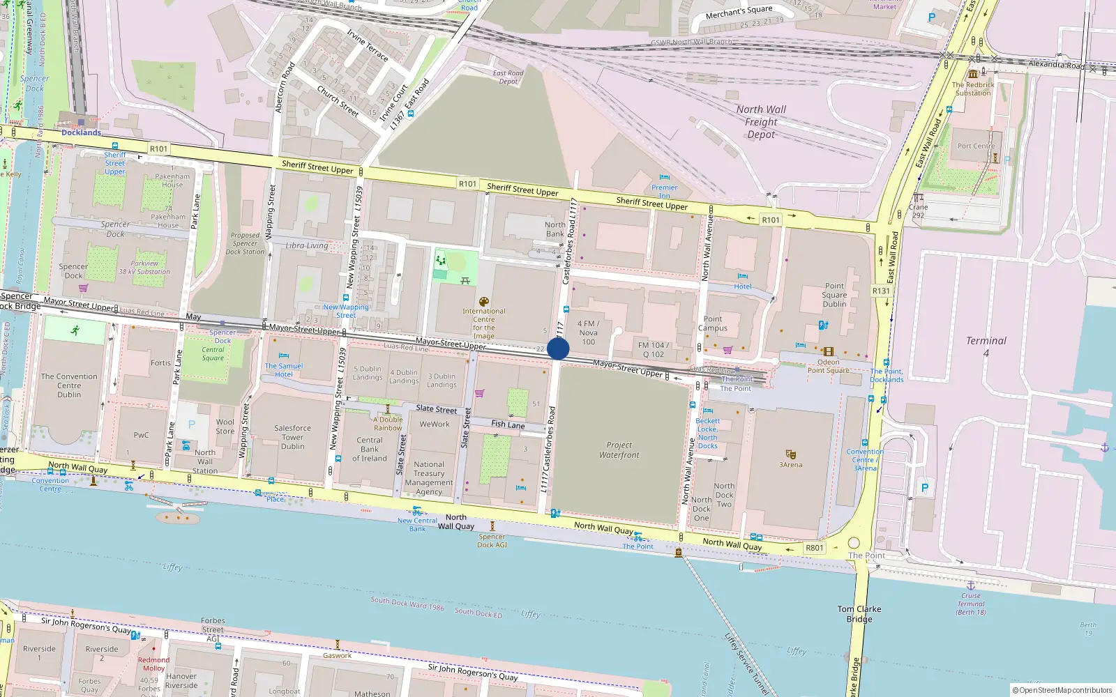 Overhead map showing the location of 4 Alexandar Terrace, Castleforbes Road, Dublin 1
