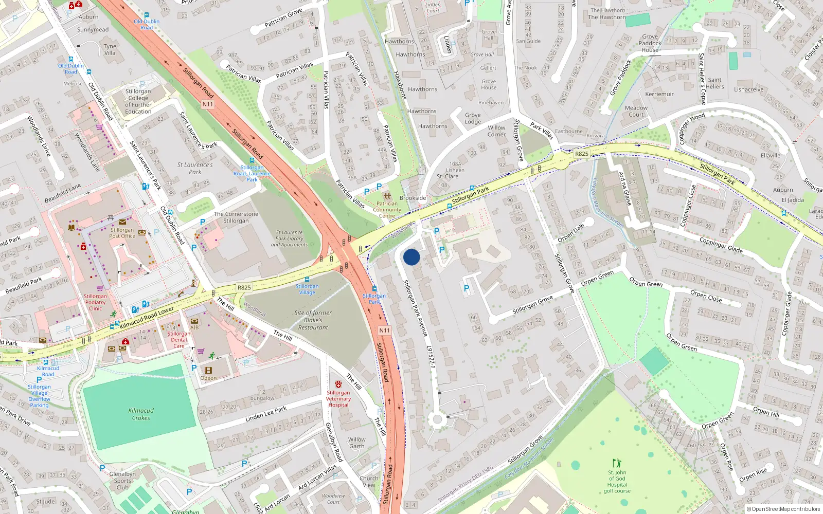 Overhead map showing the location of 4 Amberley Court, Stillorgan Park Avenue, Blackrock