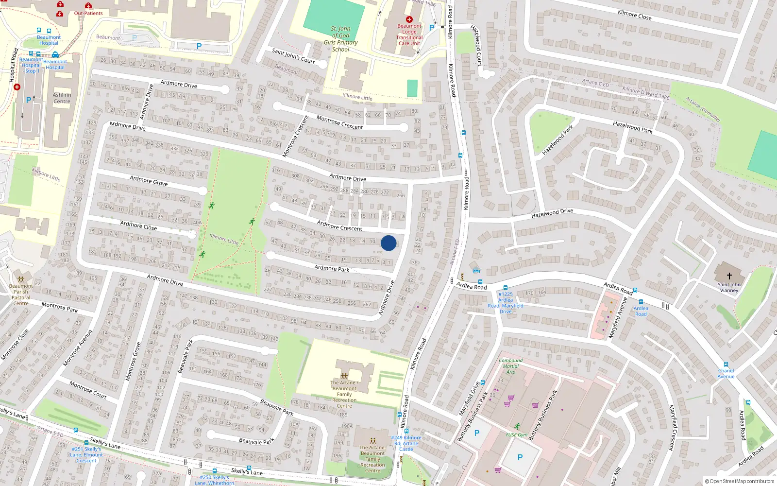 Overhead map showing the location of 4 Ardmore Crescent, Dublin 5