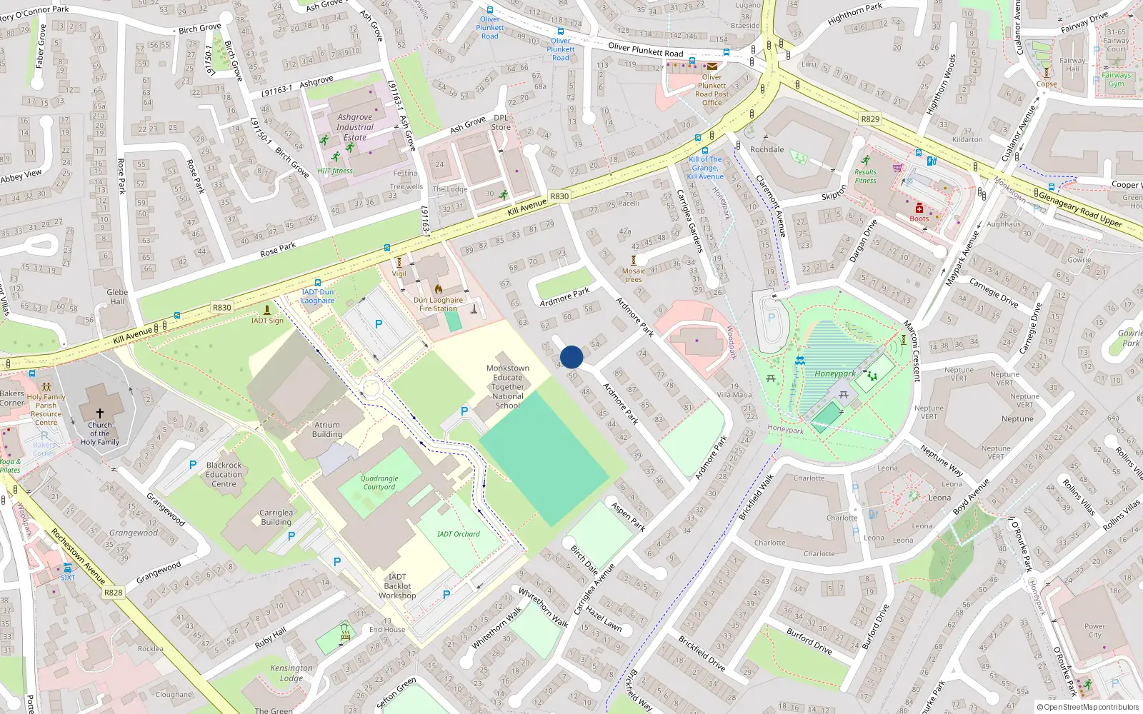 Overhead map showing the location of 4 Ardmore Green, Dublin