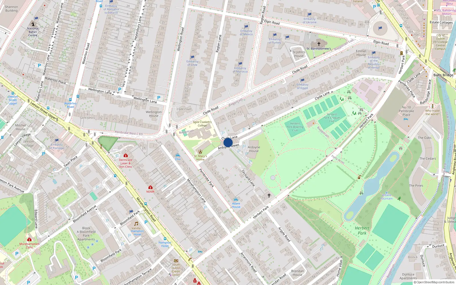 Overhead map showing the location of D04 KF77, Dublin
