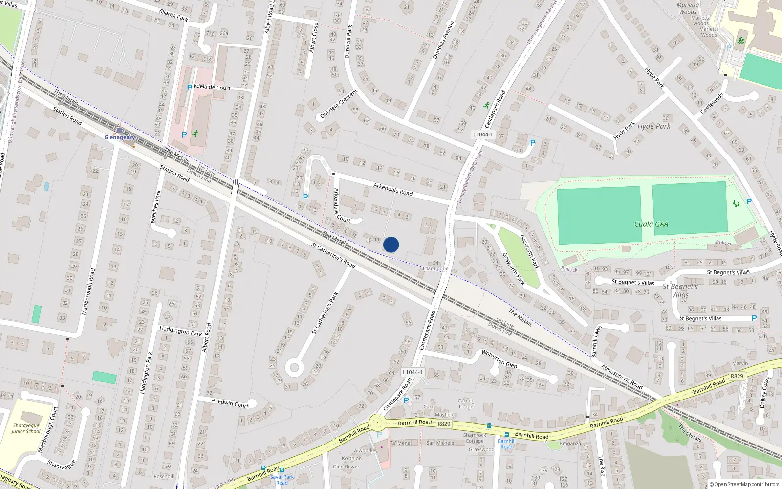 Overhead map showing the location of 4A Arkendale Road, Dublin