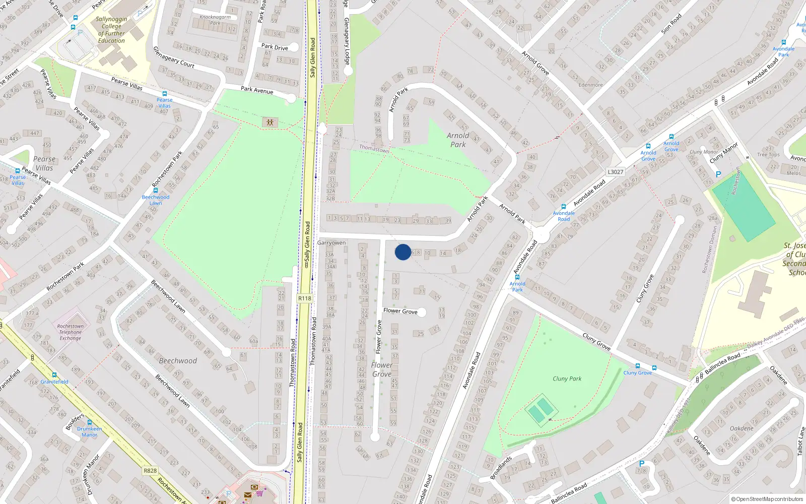 Overhead map showing the location of 4 Arnold Park, Glenageary, County Dublin