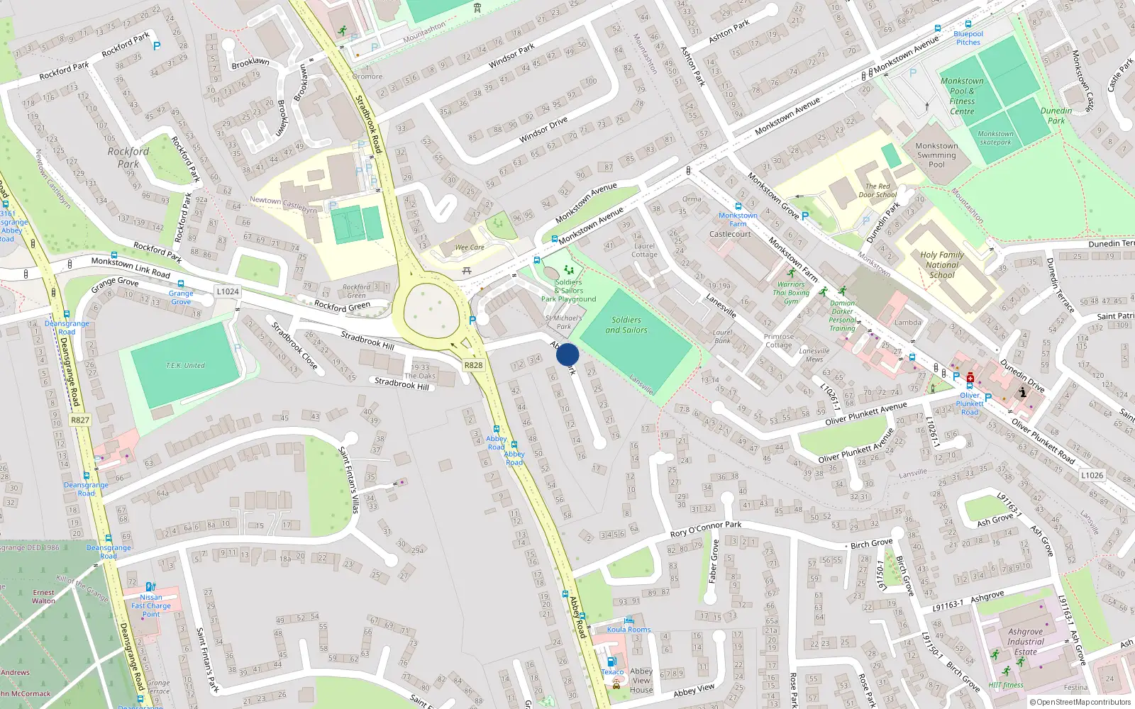 Overhead map showing the location of 4 Ash, Abbey Park, Monkstown
