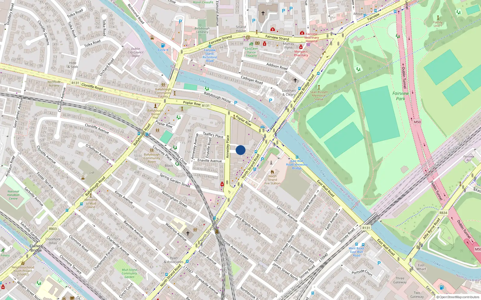 Overhead map showing the location of 4 Austins Cottages, North Strand, Dublin 3
