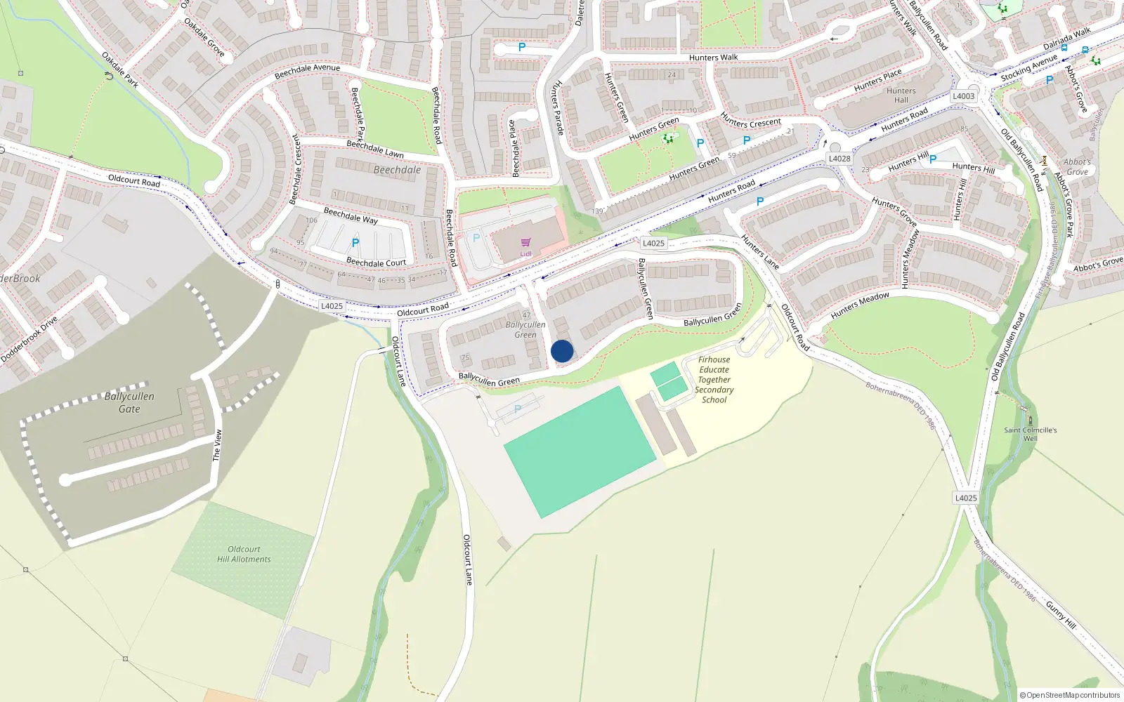 Overhead map showing the location of 4 Ballycullen Green, Ballycullen