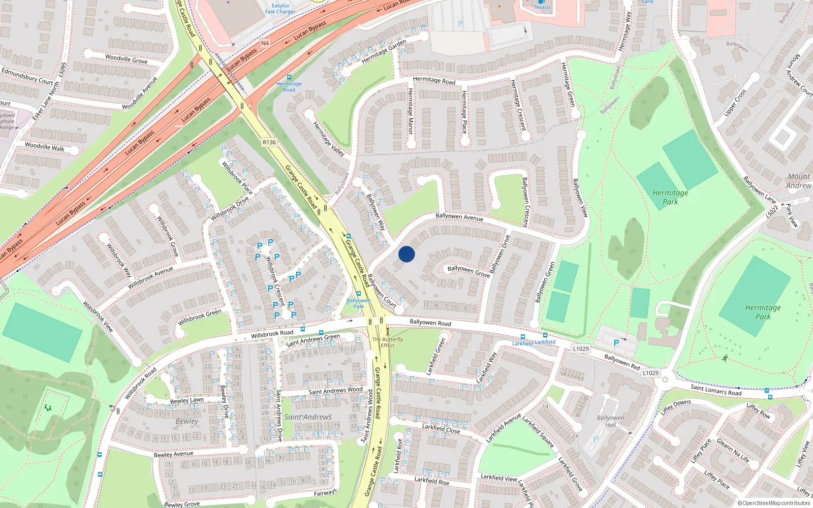Overhead map showing the location of 4 Ballyowen Avenue, Lucan