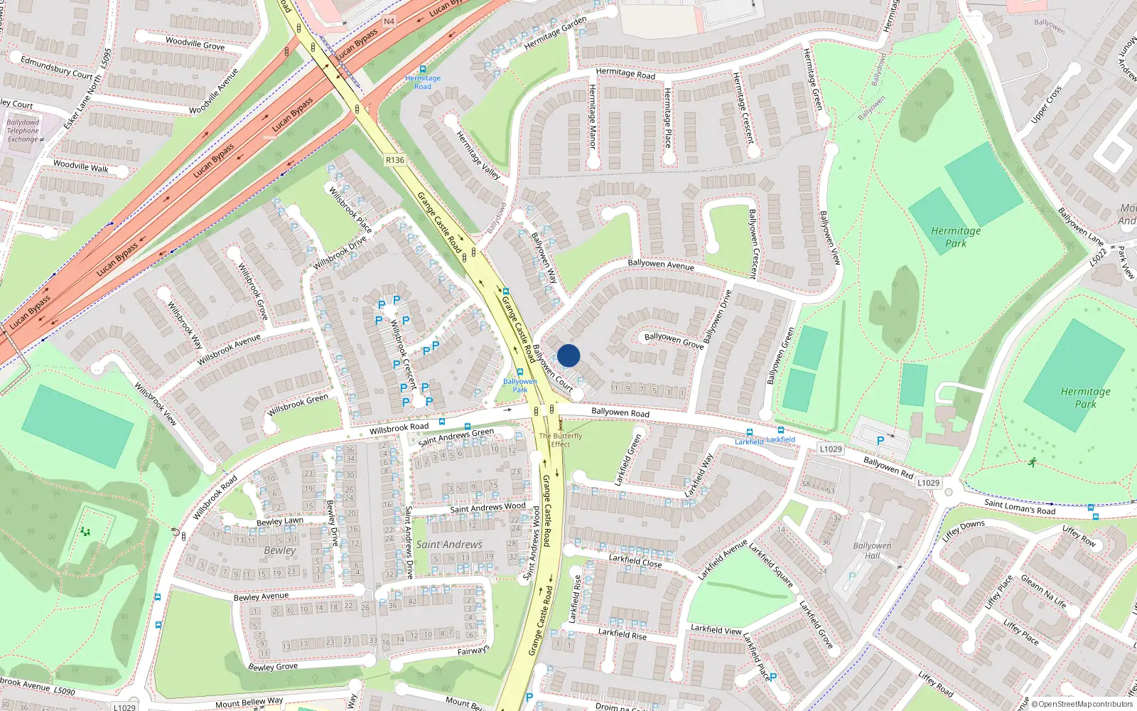 Overhead map showing the location of 4 Ballyowen Court, Lucan