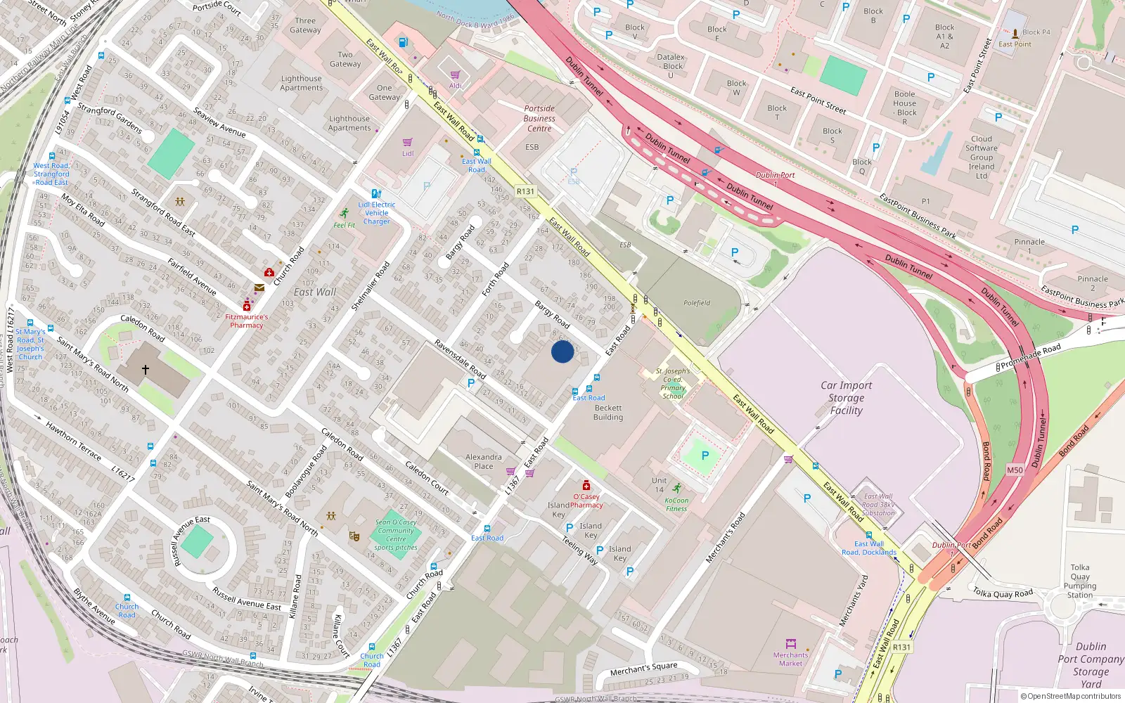 Overhead map showing the location of 4 Bargy Road, Dublin 3