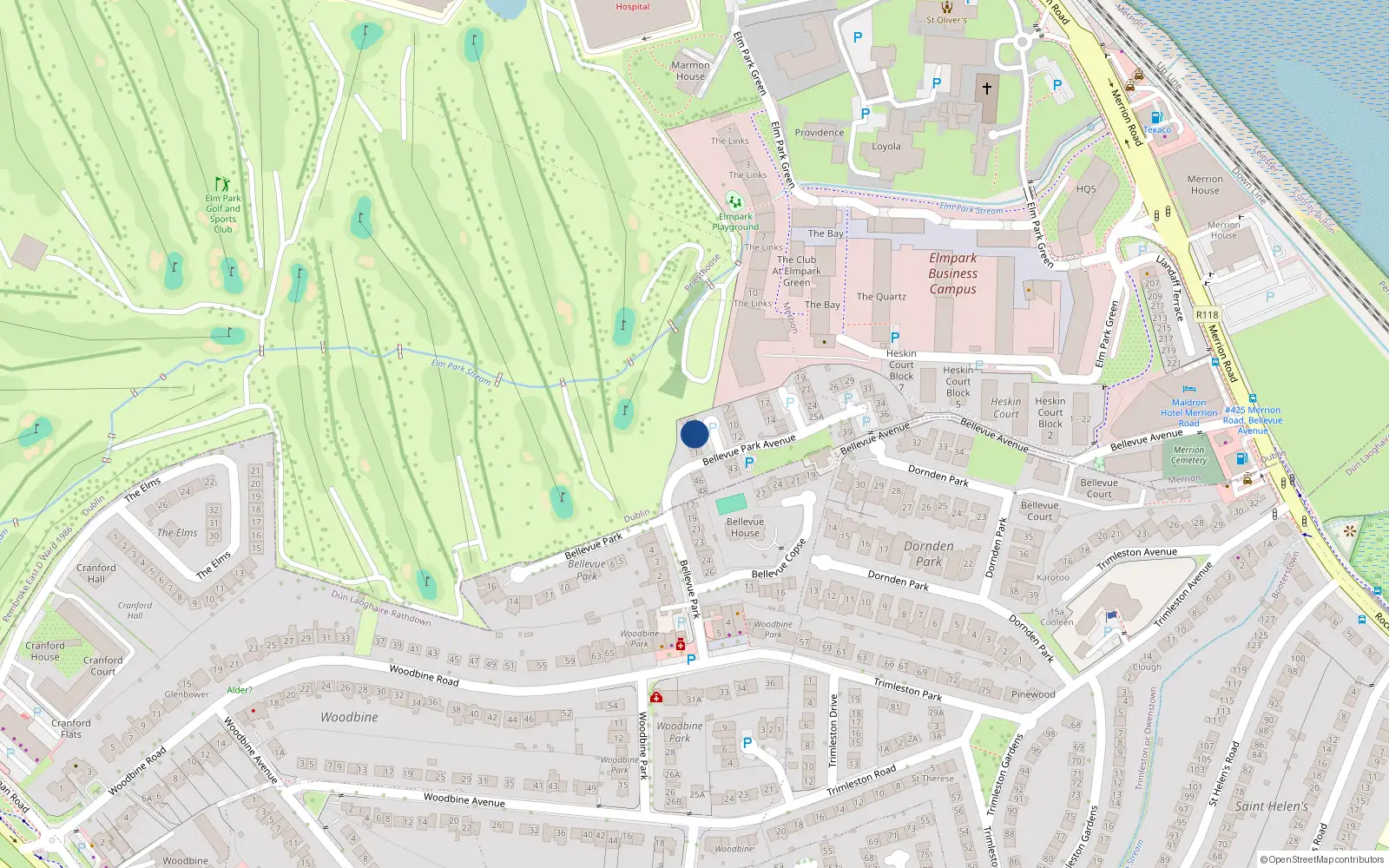 Overhead map showing the location of 4 Bellevue Park Avenue, Priesthouse
