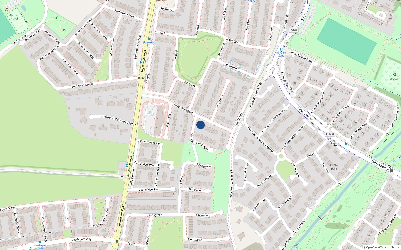 Overhead map showing the location of 4 Berryfield, Lucan