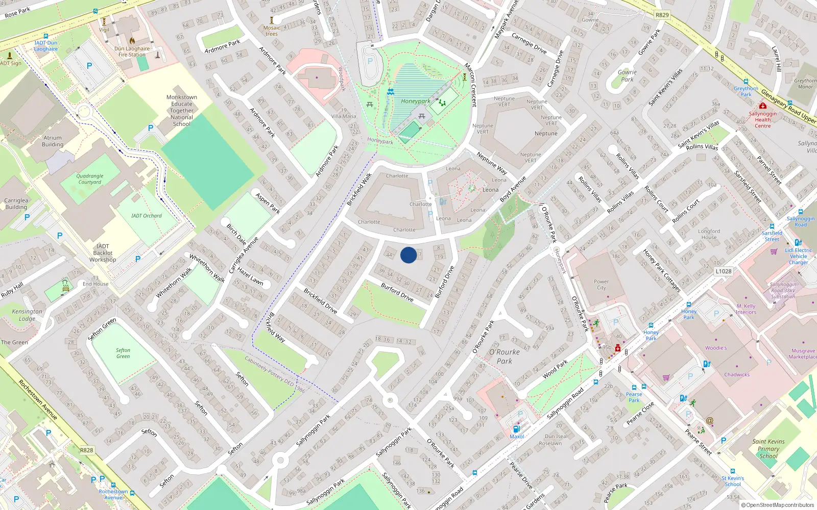 Overhead map showing the location of 4 Boyd Avenue, Dun Laoghaire