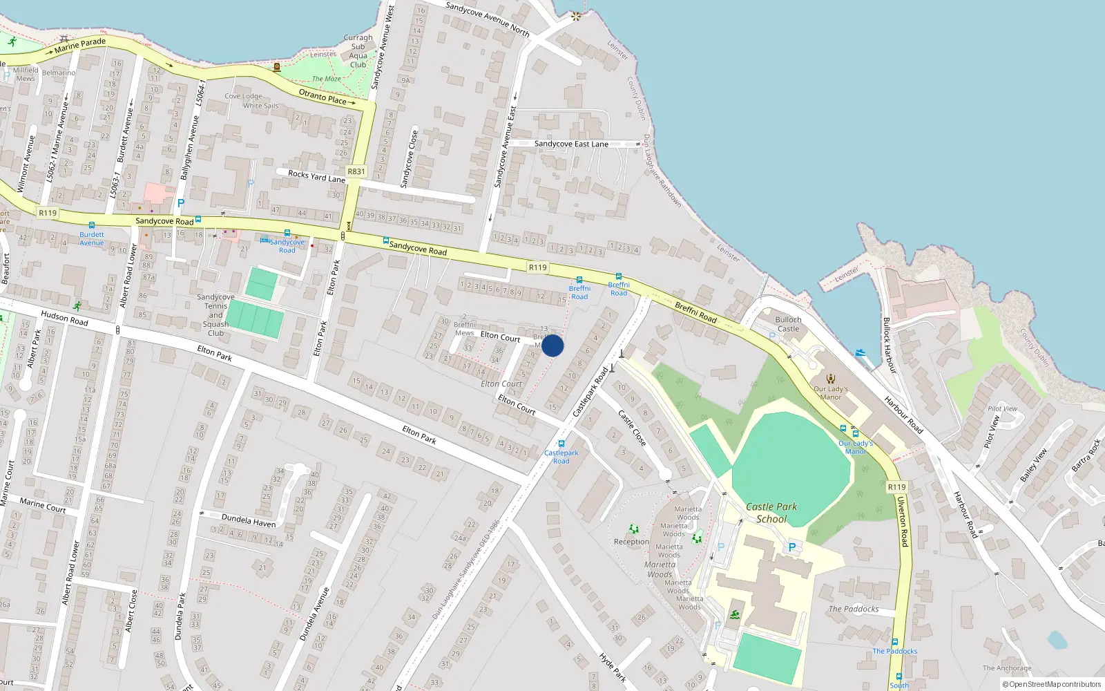 Overhead map showing the location of 4 Breffni Terrace, County Dublin