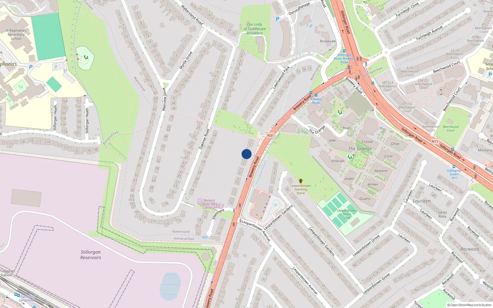 Overhead map showing the location of 4 Brewery Road, Dublin